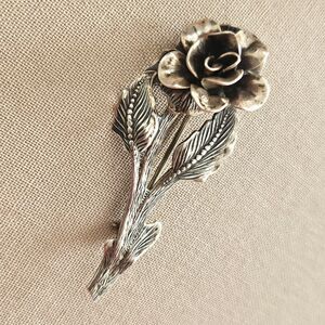 Sterling Silver 925 Rose Flower Pin Brooch by Vintage JEWELART Valentine